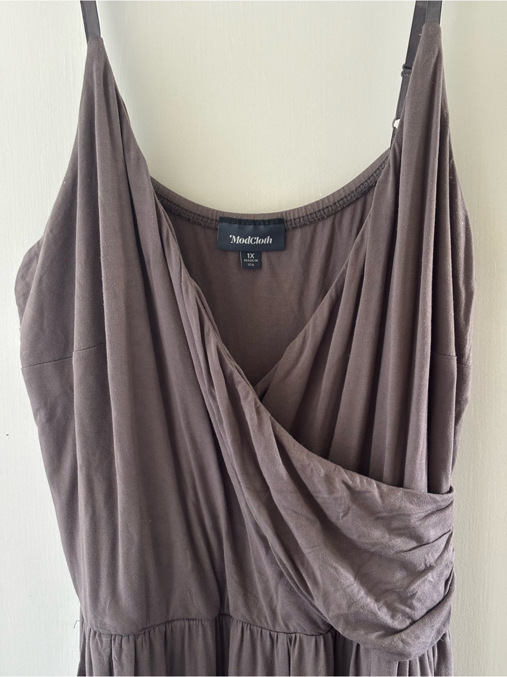 ModCloth Draped Wrap-Front Gray Jumpsuit —  Sz 1X